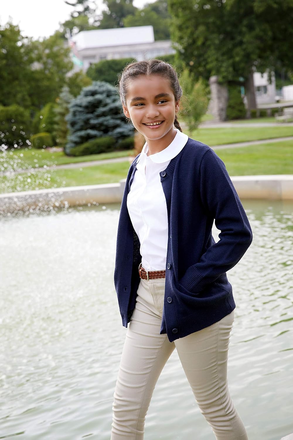 French Toast Little Girls' Knit Cardigan Sweater 6-6X Navy